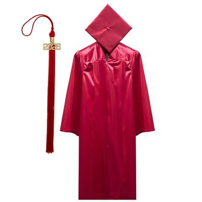 Tassel Depot - Graduation Cap and Gown Set with Customizable Tassel Year - Made in USA - Perfect for High School or College - Red (Large)