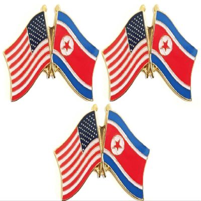 3 North Korea USA Friendship Flag Lapel Pins Pack of 3 Korean & American Double Flag Pin Badge