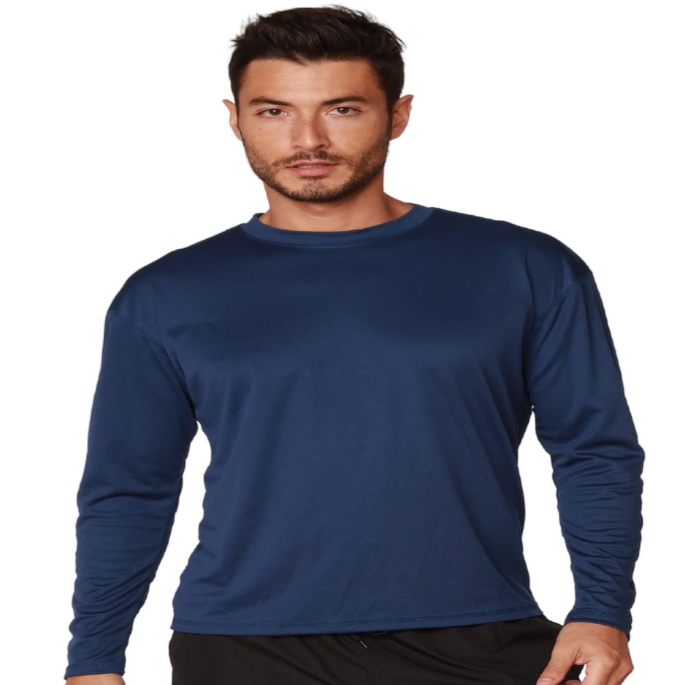 INGEAR Men's Long Sleeve Running Shirt, Quick Dry, Lightweight Rash Guard, Fishing Shirt, Sun Protection UPF 50+ Sizes S-3X (Navy Blue, XX-Large)