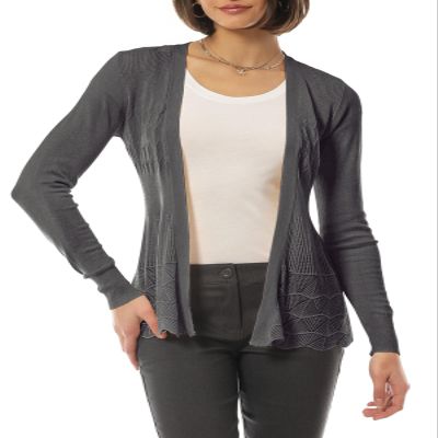 Design by Olivia Women's Lightweight Soft Knit Open Front Cardigan Sweater Long Sleeve for Casual Layering Charcoal L