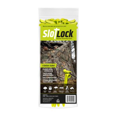SlotLock 9-inch anchoring kit anchoring Spike with SlotLock Technology, The Perfect Stake for Landscaping, inflatables, Tents, Lawn, and Ground Blinds 4-Pack, Black (SL9-4B)