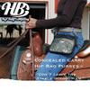 Hip Bag Dark Brown Leather Copper Colored Embellished Crossbody Concealed Carry Purse Cell Phone Case Saddle USA view 3