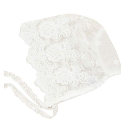 Nihao Baby Baptism Bonnet (F-White Simple Lace Bonnet, 3-6 Months)