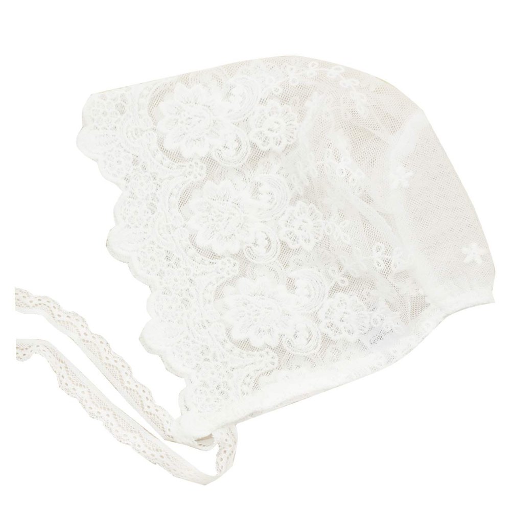 Nihao Baby Baptism Bonnet (F-White Simple Lace Bonnet, 3-6 Months)