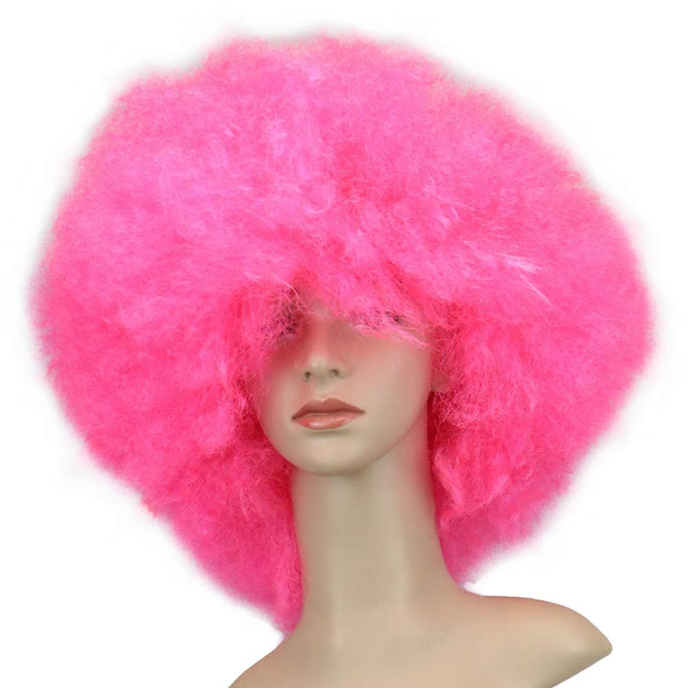 DUBKARTna Biggest Afro Ever Wig Halloween Costume Accessories, White,Black, One Size (Pink)