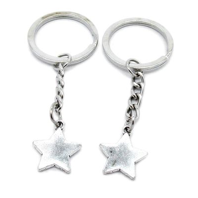 1 Item Metal Keychain Keyring Key Tags Chains Rings Jewelry Bag Charms T2UT3 Blank Five-Pointed Star