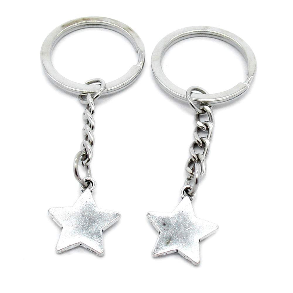 1 Item Metal Keychain Keyring Key Tags Chains Rings Jewelry Bag Charms T2UT3 Blank Five-Pointed Star