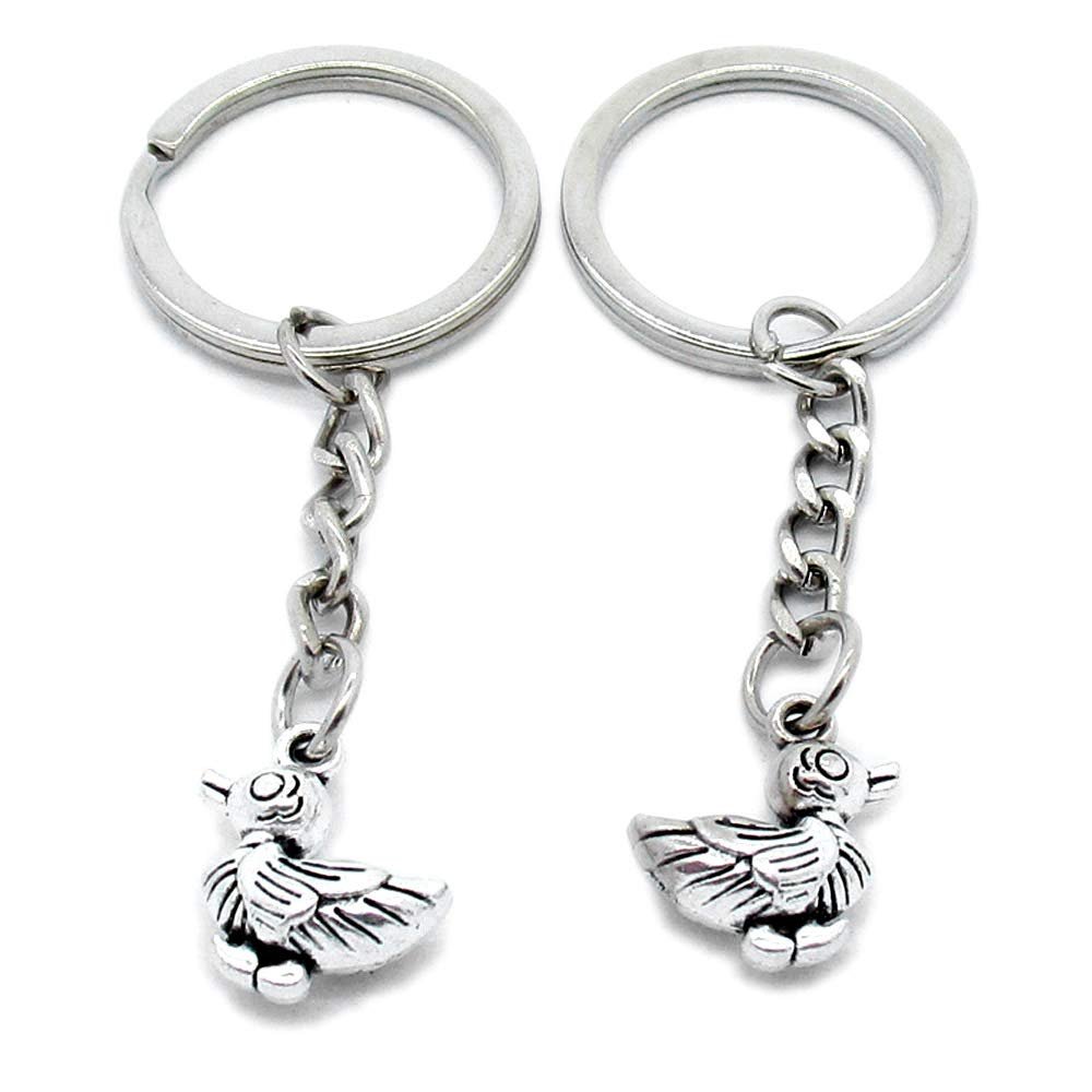 50 Items Metal Keychain Keyring Key Tags Chains Rings Jewelry Bag Charms P9PR0 Duck Quack