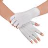 JISEN Men Sunscreen Fingerless Cotton Gloves UV Protection Driving Polyester Mittens A-Gray1 view 3