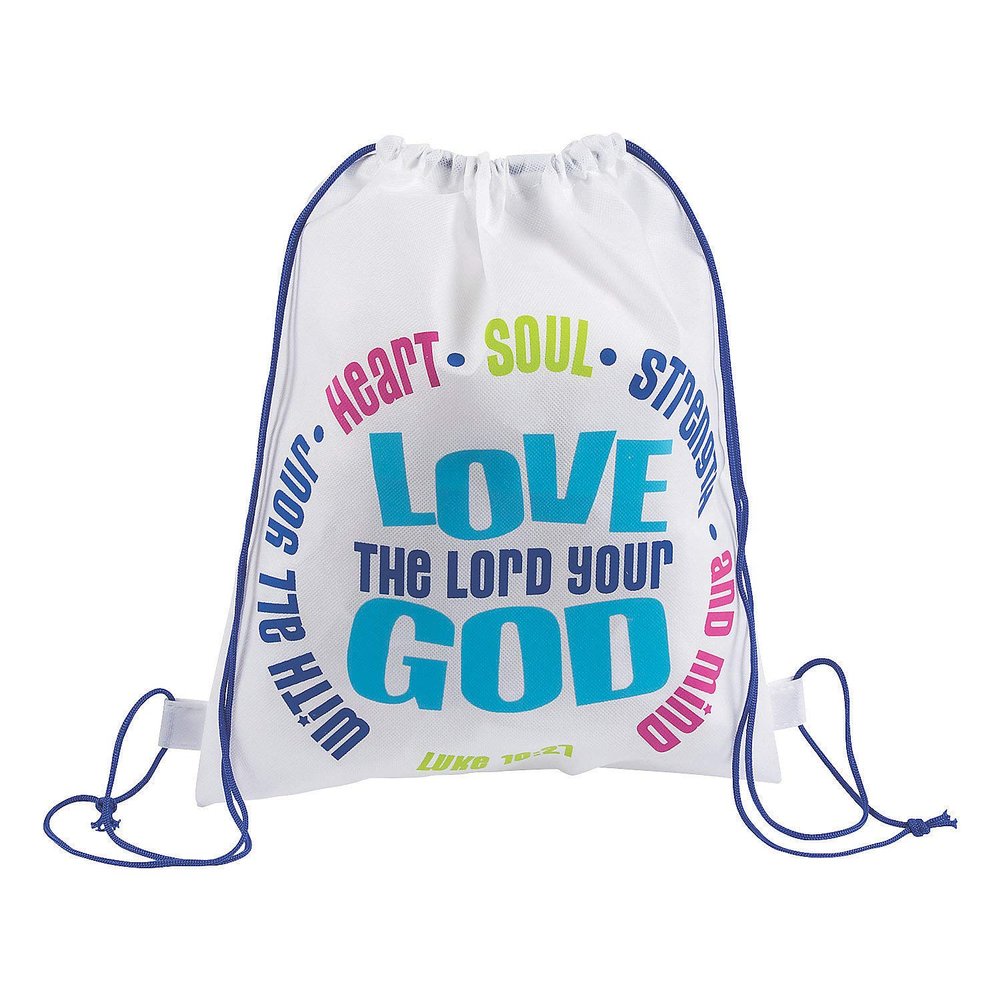 Fun Express - Love Your God Backpack - Apparel Accessories - Totes - Novelty Backpacks - 12 Pieces