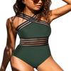 Hilor Women's Sexy One Piece Swimsuit Modest Swimwear Twist Front Bathing Suits Swimwear Dark Army Green XXL/US16 view 2