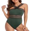 Hilor Women's Sexy One Piece Swimsuit Modest Swimwear Twist Front Bathing Suits Swimwear Dark Army Green XXL/US16 view 4