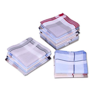 12 Pcs Multicolor Plaid Stripe Handkerchiefs Men Classic Pattern Vintage Chest Towel Pocket Hanky Cotton Hankies