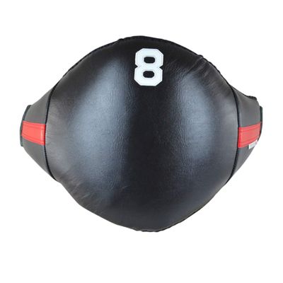 Combat Corner 8 Muay Thai Belly Pad | Boxing Muay Thai MMA Kickboxing Training Kick Shield Rib Guard Body Protector | Black (Red Stripe) | Small