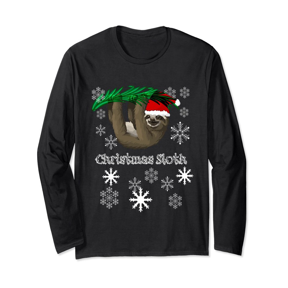 Christmas Sloth Shirt Holiday Merry Slothmas Xmas Gift Tee