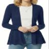 Design by Olivia Women's Lightweight Soft Knit Open Front Cardigan Sweater Long Sleeve for Casual Layering Navy 1XL view 2