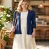Design by Olivia Women's Lightweight Soft Knit Open Front Cardigan Sweater Long Sleeve for Casual Layering Navy 1XL view 3