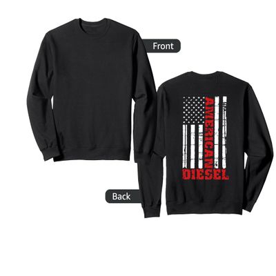 American Diesel Flag Sweatshirt Truck Turbo Brothers