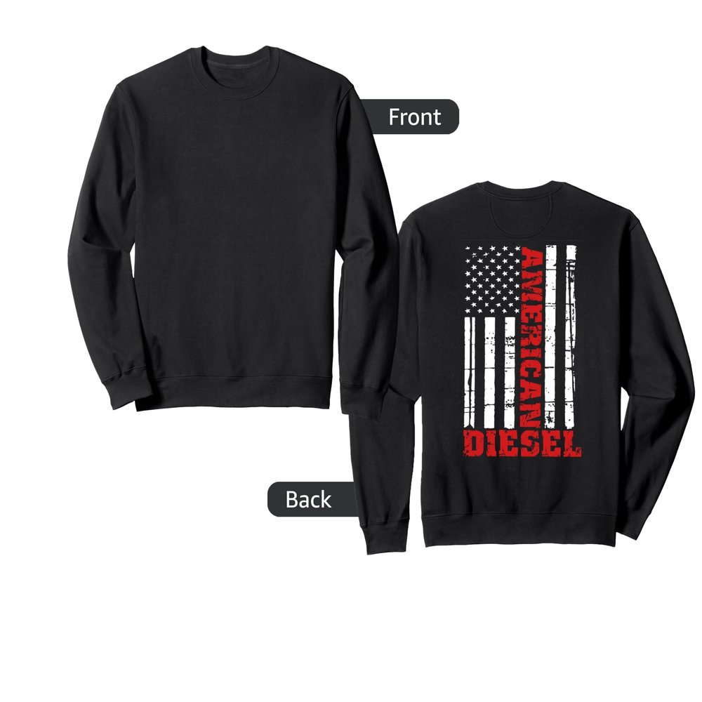 American Diesel Flag Sweatshirt Truck Turbo Brothers