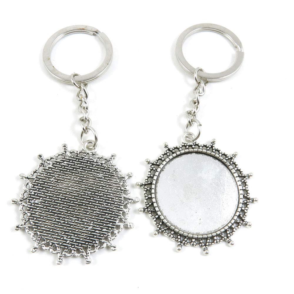 1 Item Metal Keychain Keyring Key Tags Chains Rings Jewelry Bag Charms T3JC7 Round Cabochon Base Blank 30mm
