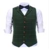 Aesido Casual Men's Vest for Wedding Plaid Soft Wool Tweed Waistcoat for Groosmen Best Man Black S view 2