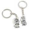 5 PCS Antique Silver Keyrings Keychains Key Ring Chains Tags Clasps H6JM7 Cute Cartoon Dragon view 1
