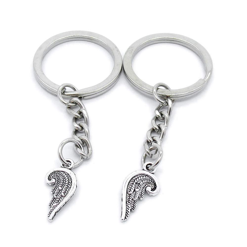 50 Items Metal Keychain Keyring Key Tags Chains Rings Jewelry Bag Charms XX2H1 Angel Cupid Wing