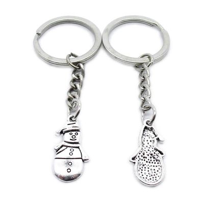 1 Item Metal Keychain Keyring Key Tags Chains Rings Jewelry Bag Charms PM6E7 Christmas Snowman Yeti