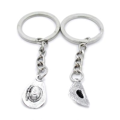 5 Items Metal Keychain Keyring Key Tags Chains Rings Jewelry Bag Charms OS4Y4 Cowboy Cap Hat