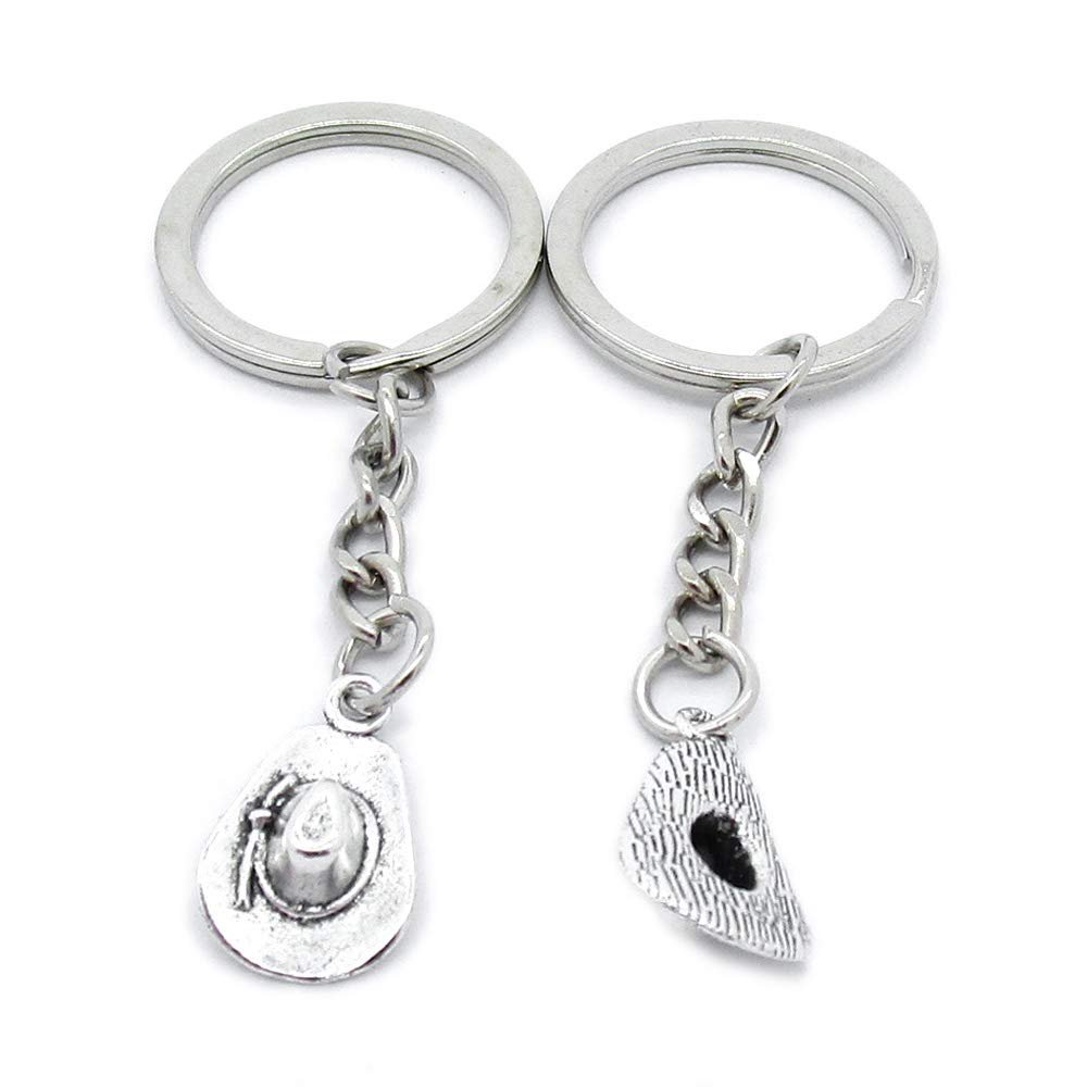 5 Items Metal Keychain Keyring Key Tags Chains Rings Jewelry Bag Charms OS4Y4 Cowboy Cap Hat