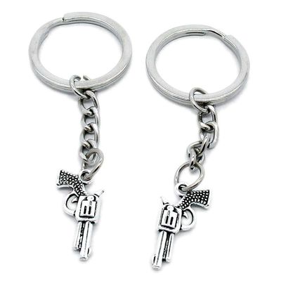 1 Item Metal Keychain Keyring Key Tags Chains Rings Jewelry Bag Charms T3JX9 Revolver Gun