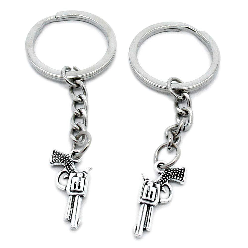 1 Item Metal Keychain Keyring Key Tags Chains Rings Jewelry Bag Charms T3JX9 Revolver Gun