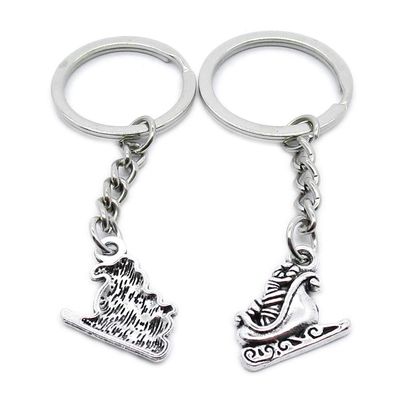 5 Items Metal Keychain Keyring Key Tags Chains Rings Jewelry Bag Charms OE0Y3 Sled Santa Claus