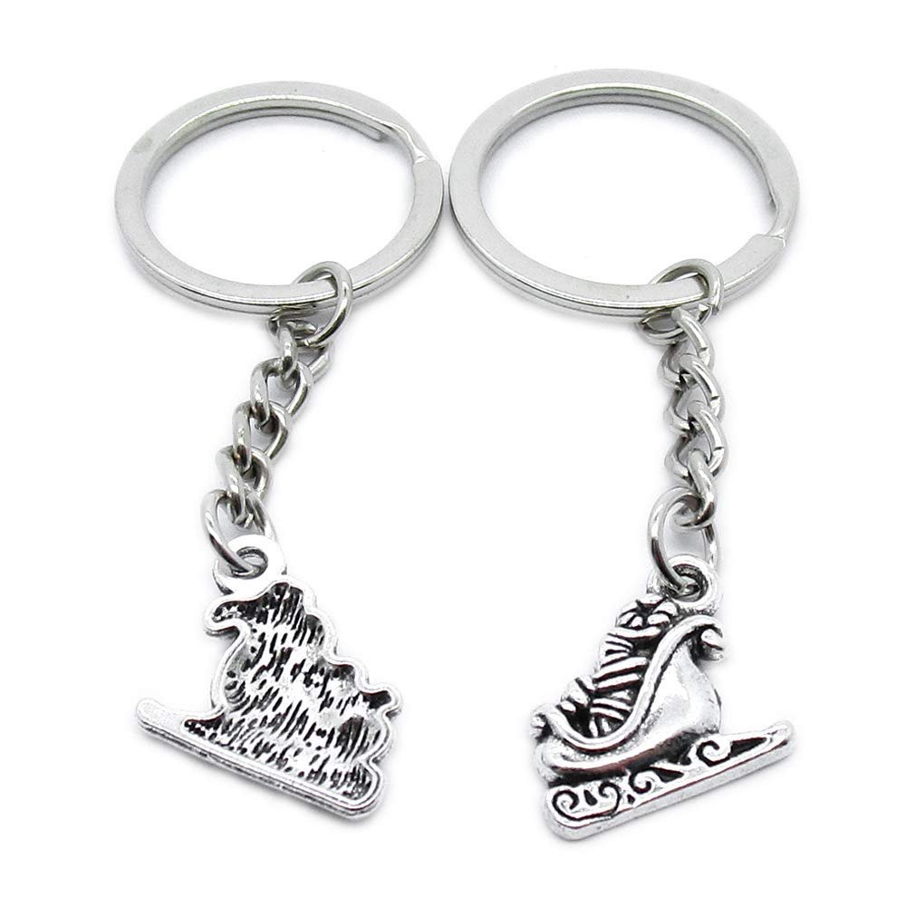5 Items Metal Keychain Keyring Key Tags Chains Rings Jewelry Bag Charms OE0Y3 Sled Santa Claus