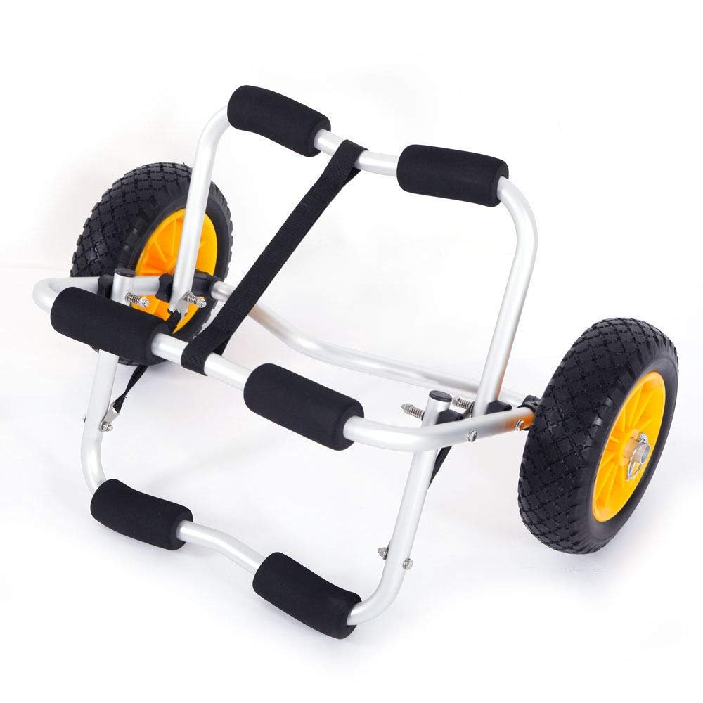 Kanizz Portable Bend 1.5mm. Aluminium Kayak Dolly Trailer Canoe Transport Cart Boat Carrier Trolley Wheel Yellow