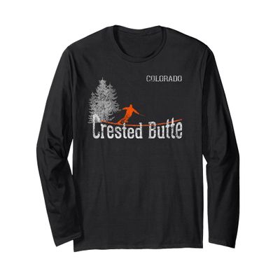 1980s Style Crested Butte CO Vintage Ski Long Sleeve T-Shirt Long Sleeve T-Shirt