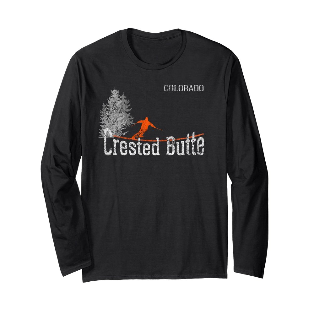 1980s Style Crested Butte CO Vintage Ski Long Sleeve T-Shirt Long Sleeve T-Shirt