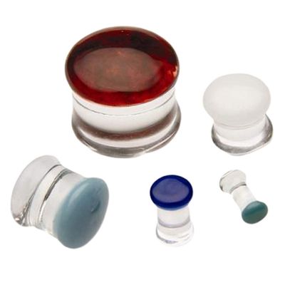 Gorilla Glass Color Front Double Flared Plug  Price Per 1 - Denim - 2mm ~ 12g
