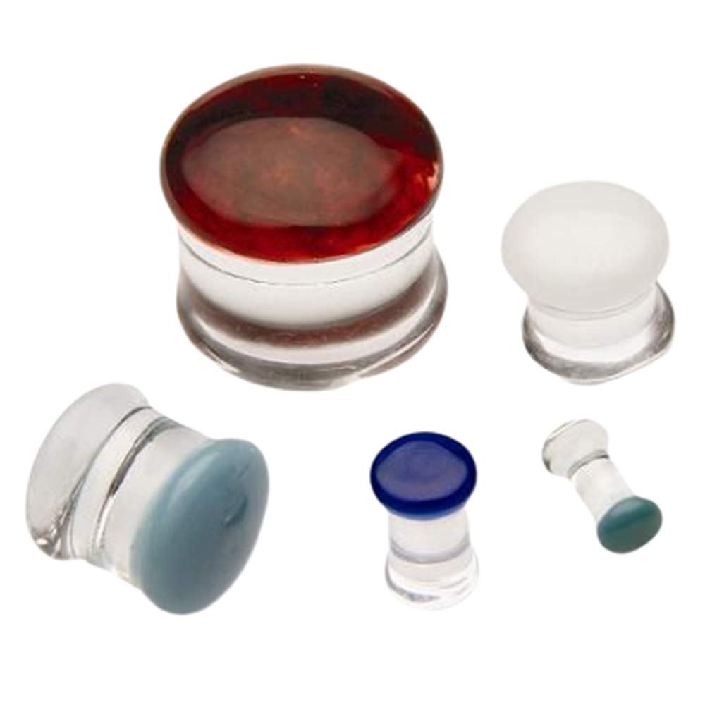 Gorilla Glass Color Front Double Flared Plug  Price Per 1 - Denim - 2mm ~ 12g