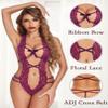 Avidlove Women Teddy Lingerie One Piece Babydoll Mini Bodysuit (Medium, Purple) view 2