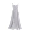 Agoky Girl's Chiffon Pleated Pageant Birthday Party Wedding Flower Girl Dress Junior Bridesmaid Long Gowns Gray 14 view 1
