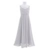 Agoky Girl's Chiffon Pleated Pageant Birthday Party Wedding Flower Girl Dress Junior Bridesmaid Long Gowns Gray 14 view 3