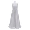 Agoky Girl's Chiffon Pleated Pageant Birthday Party Wedding Flower Girl Dress Junior Bridesmaid Long Gowns Gray 14 view 4