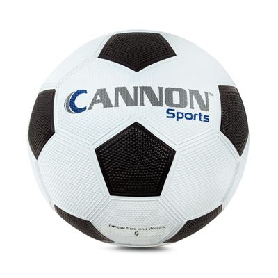 Cannon Sports Black & White Soccer Ball for Games, Practice, and Agility Training (Pebbled, Size 5)