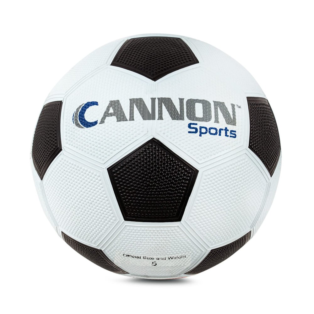 Cannon Sports Black & White Soccer Ball for Games, Practice, and Agility Training (Pebbled, Size 5)