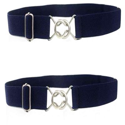2 Pack Kide Belts Stretch Adjustable Belt For Little Boys Girls School Uniforms Pants With Easy Buckle (2 Navy-Blue)