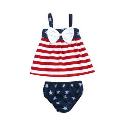 0-6 Months Infant Baby Girl American Flag Independence Day Clothes Clothing 4th of July Straps Top Sleeveless Bottom Memorial Day Outfits 3-6 Month Red White