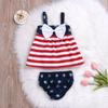 0-6 Months Infant Baby Girl American Flag Independence Day Clothes Clothing 4th of July Straps Top Sleeveless Bottom Memorial Day Outfits 3-6 Month Red White view 2