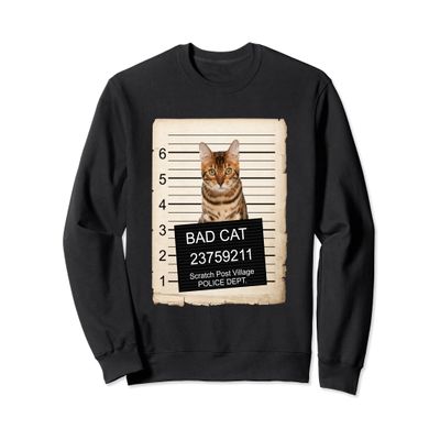 Bengal Cat mug shot bad Cat Sweatshirt