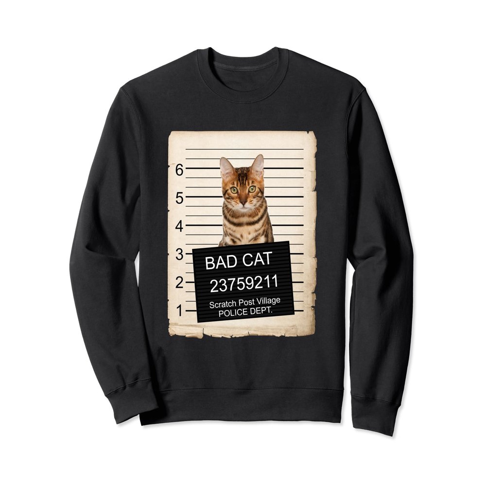 Bengal Cat mug shot bad Cat Sweatshirt